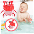 Hanging baby bathtub storage mesh bag with polyester fabric and toy compartments, designed for bathroom organization and kid's toys.