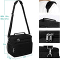 Black thermal insulated lunch bag by Everything Baby with leak-proof design and adjustable shoulder strap for kids and adults.