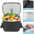 Black thermal insulated lunch bag for kids with leak-proof design and adjustable shoulder strap, ideal for adults and children.