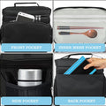 Black thermal insulated lunch bag with adjustable shoulder strap, leak-proof design, suitable for kids and adults, by Everything Baby.
