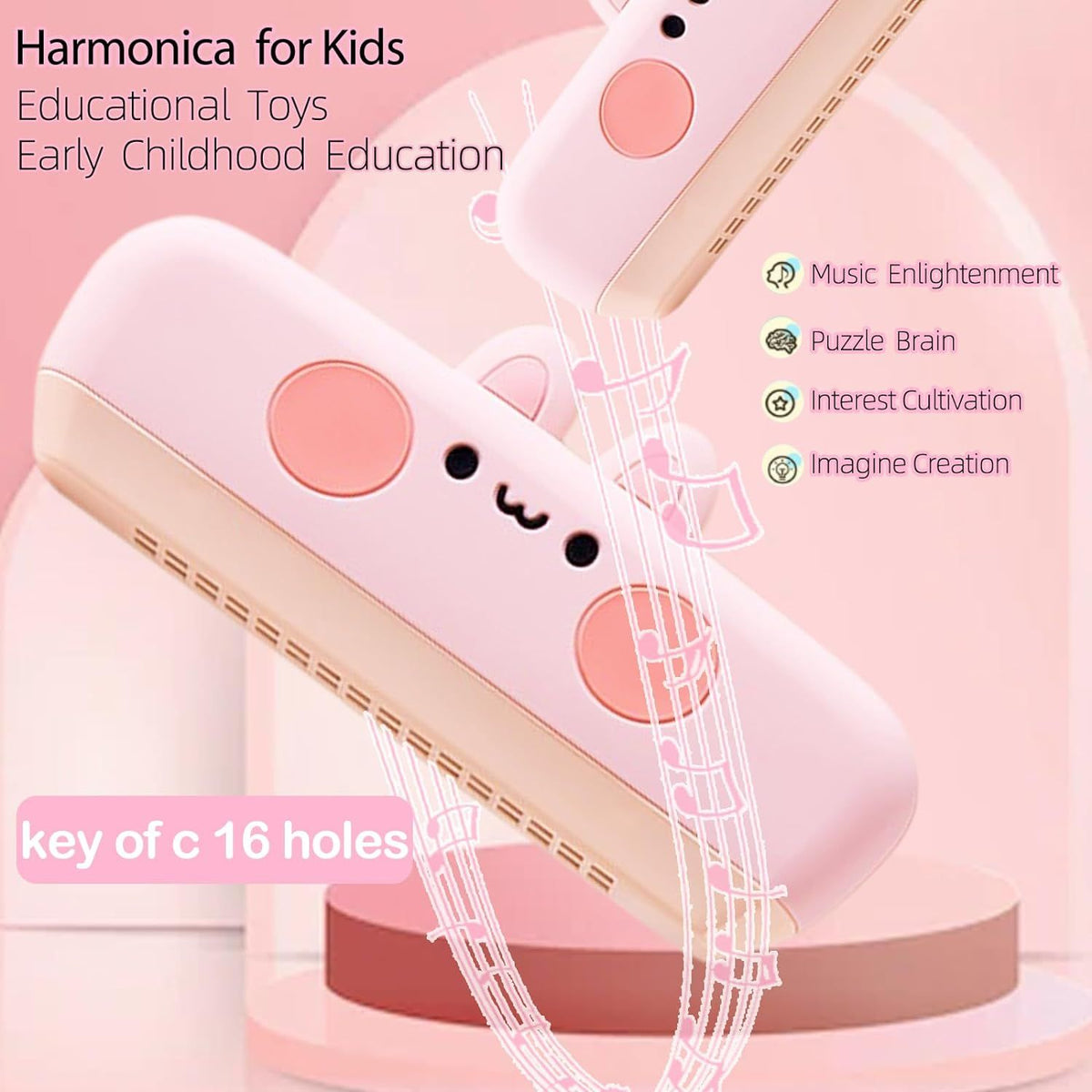16-hole diatonic harmonica for kids by Everything Baby, with protective cover, in key of C, ideal for beginner boys and girls.