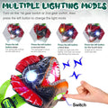 Kids dinosaur headlamp with LED light, sound and mute modes, suitable for outdoor play, camping, and birthday gifts.