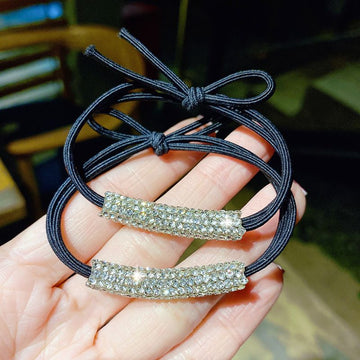 10Pcs Chic Rhinestone Hair Bands Elastic Crystal Hair Ties Hairband Women Ponytail Holders Scrunchies Hair Accessories Silver