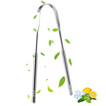 Tongue Scraper Reduce Bad Breath, Medical Grade Reusable Stainless Steel Cleaner, Healthy Oral Hygiene Brushes(Silver)