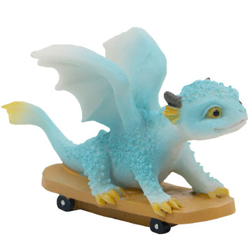 Dragon Statue Mini Dragon Figurine, Resin Home Decor, Lucky Animal Garden Statue for Micro Landscape (Dragon on Skateboard)
