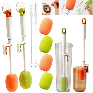 Bottle Cup Cleaning Brush Set,3 in 1 Multipurpose Cleaner Brush Tools-Long Handle Silicone Cleaner Brushes|Thermos Lid Cup Cleaner
