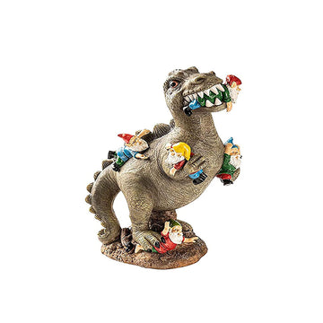 Dinosaur Eating Gnomes Statue,Resin Garden Statues,for Outdoor Garden Patio or Indoor Decor (Dinosaur)