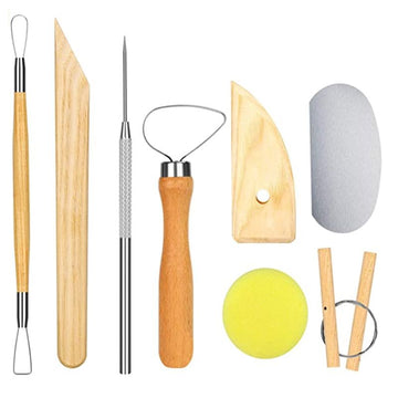 8pcs/Set Pottery Clay Ceramics Molding Tools Carving Sculpting Kit Smoothing Wax Drawing Wooden (As Show Fits All)