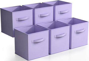 Sorbus Storage Cubes - 11 Inch Foldable Fabric Baskets for Organizing Pantry, Closet, Shelf, Toy Box, Cubby - 6 (Pastel Purple)