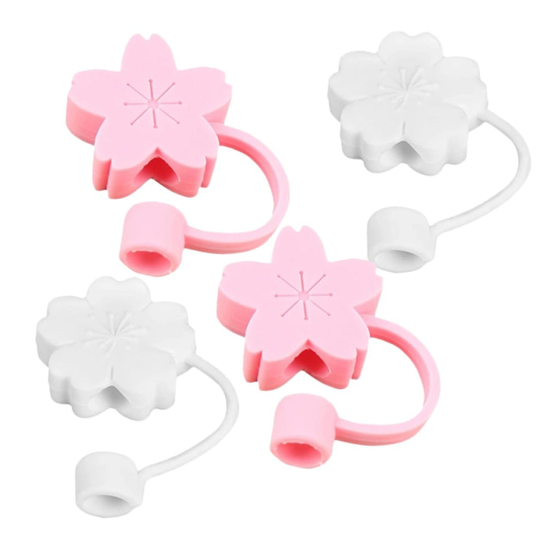 Four cute girl-themed drink covers with straw caps and dust plugs, featuring Hawaii cartoon designs for kids' glass accessories.