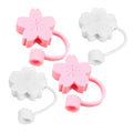 Four cute girl-themed drink covers with straw caps and dust plugs, featuring Hawaii cartoon designs for kids' glass accessories.