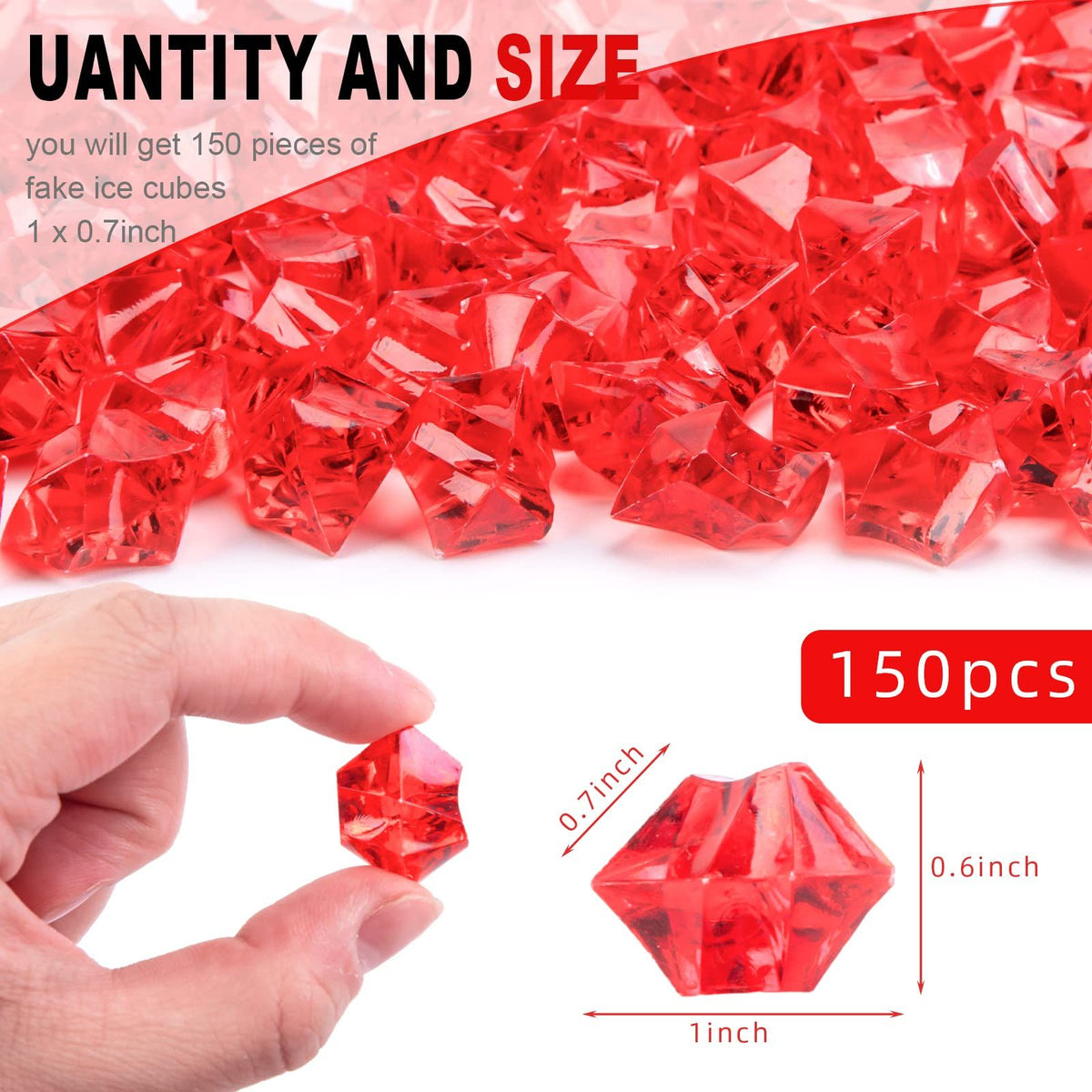Artificial acrylic crushed ice cubes in clear, 16x22mm, perfect for wedding decor, photography props, and creative building toys.