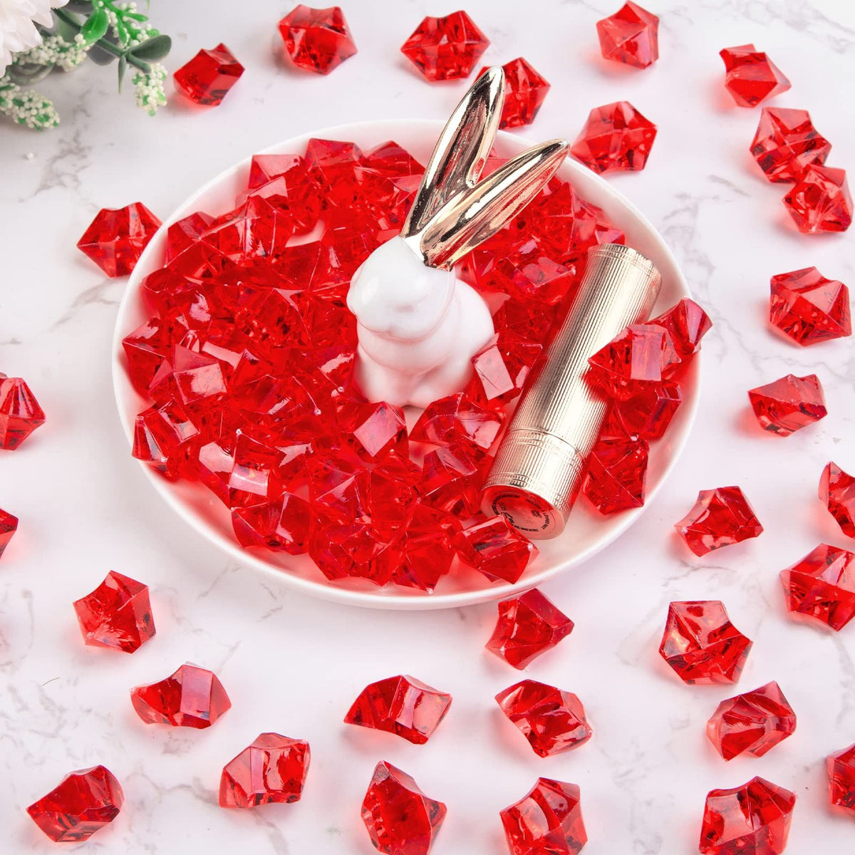Artificial acrylic crushed ice cubes in 16x22mm, used for wedding decor and photography props, by Everything Baby.