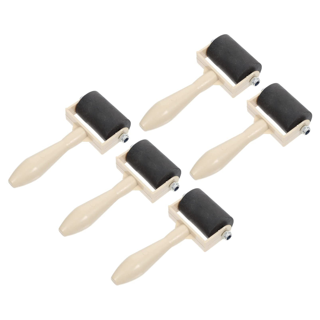 Kids Tools seam roller set with five plastic rubber printmaking rollers for crafting and art projects for children.
