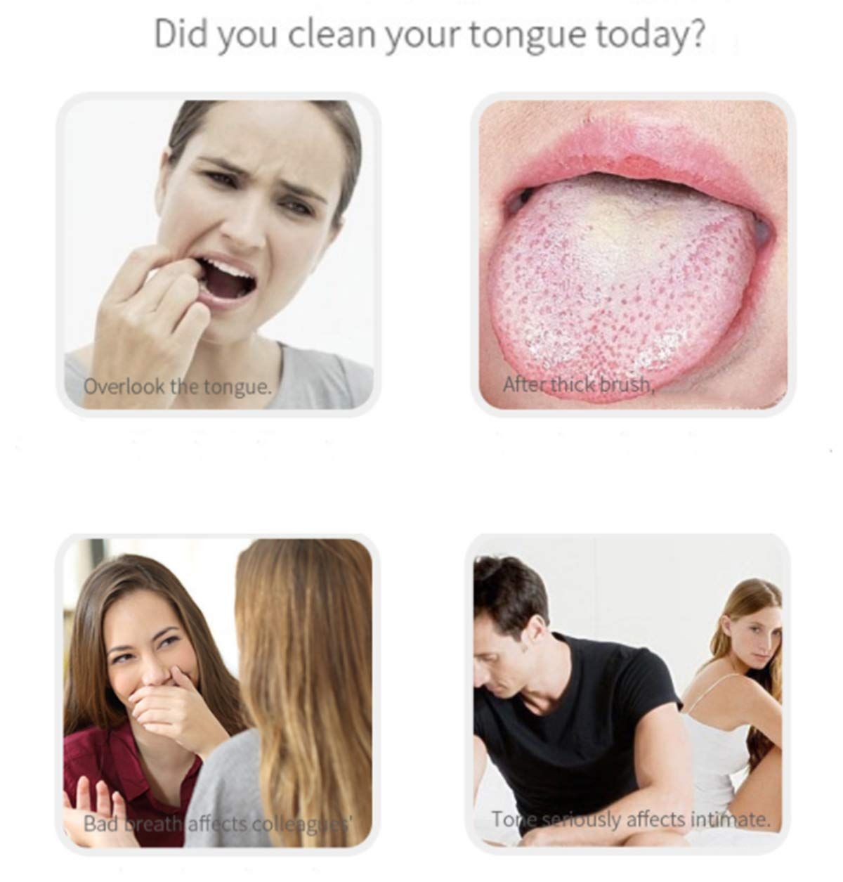 Baby tongue scraper and brush set from Everything Baby, designed for oral care and freshening breath in children.