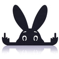 Black rabbit statue with raised middle finger, humorous decor toy figure, 5.9-inch size, perfect for playful baby and kid's room decor