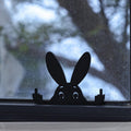 Black rabbit statue with a raised middle finger, cute and humorous decor figure, 5.9 inches tall, suitable as quirky toy or decor.