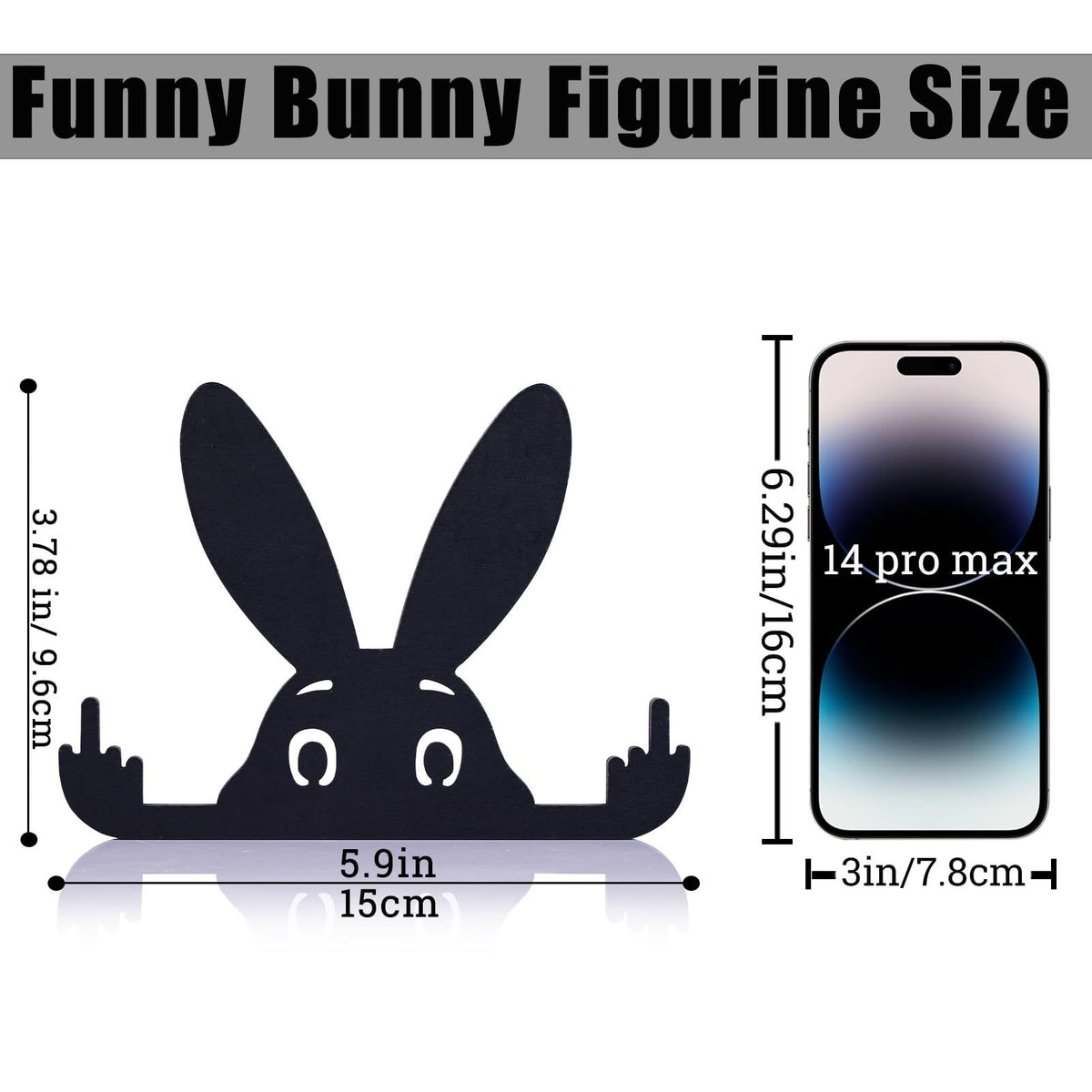 Black rabbit figurine with raised middle finger, humorous black rabbit decor for kids' play area or playful home decoration.