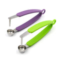 Two cherry olive pit remover machines with containers, used for removing pits from cherries and olives in the kitchen.