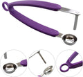 Cherry olive pits pitter machine with container, kitchen tool for removing seeds, in white and silver, designed for efficient seed removal.