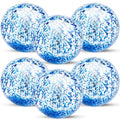 Six 23.6-inch jumbo sequins beach balls from Everything Baby, inflatable clear pool toys ideal for outdoor water play and swimming pools.
