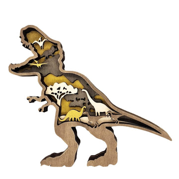 Wooden T. rex dinosaur figurine from Everything Baby, decorative table ornament for kids' room or living space.