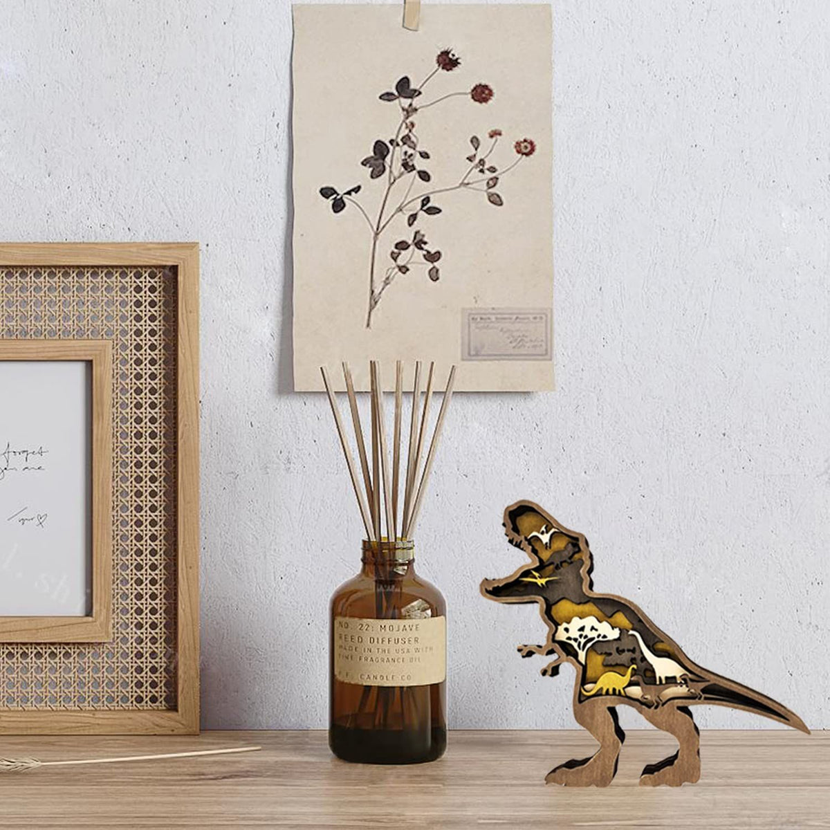 Wooden Tyrannosaurus Rex dinosaur figurine for home decor, suitable for living room or table decoration by Everything Baby