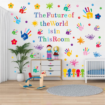 Kids Wall Decals Classroom Decals Colorful Inspirational Quotes Wall Stickers Motivational Sticker Splatter Handprint Wall Decals