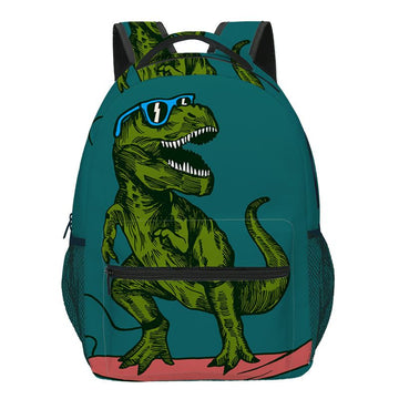 Colorful dinosaur surfer toddler backpack by Everything Baby, ideal for preschool kids, featuring fun dinosaur and surfboard design.