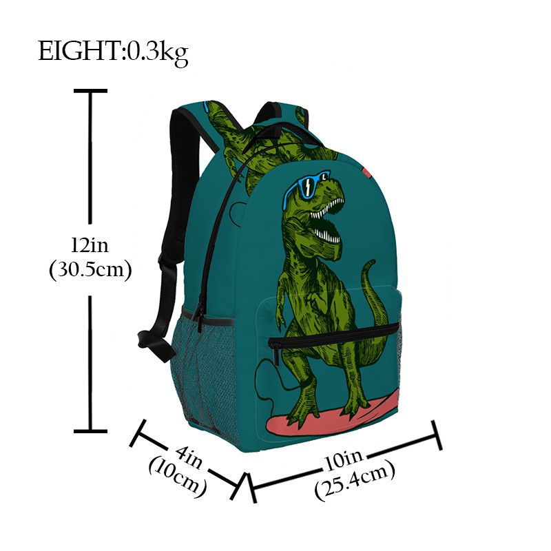 Dinosaur surfer toddler backpack for preschool kids, featuring a colorful dinosaur design, suitable for boys and girls.