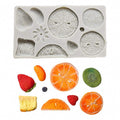 Strawberry, lemon, kiwi, and tangerine-shaped silicone mold for DIY cake, fondant, cookies, soap, and pudding creations.