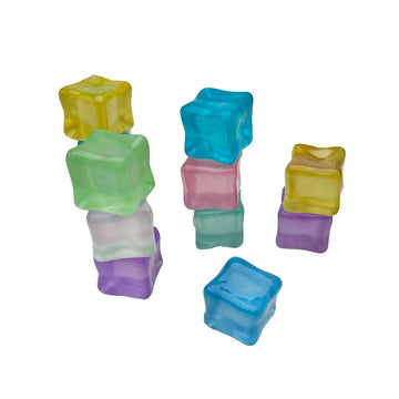 Set of 24 simulated fluorescent ice cubes by Everything Baby, reusable crystal gem building toy for home decor and kids' play.