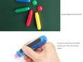 Blackboard adjustable chalk clip set with magnetic holders in four colors, designed for teachers and kids for art and drawing activities.