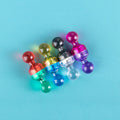 Set of 48 colorful round magnets for whiteboards and refrigerators, suitable for classroom and kid's building toy activities.