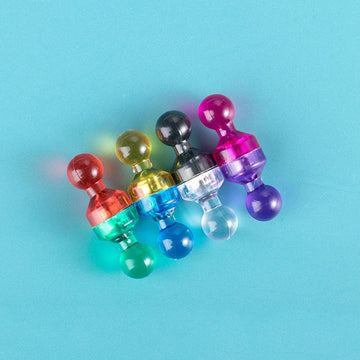 Set of 48 colorful round magnets for whiteboards and refrigerators, suitable for classroom and kid's building toy activities.