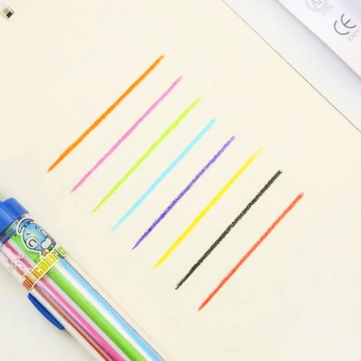 Set of 8 in 1 press-on crayons with transparent oil pastel barrels, colorful art and graffiti drawing crayons for kids.