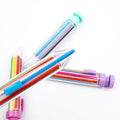 Set of four 8-in-1 press-on crayons with transparent barrels, colorful oil pastel and colored pencils for kids' art and graffiti painting