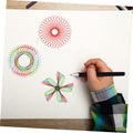 Set of 28 plastic spiral art gear and geometric circle templates for drawing and creative art projects for kids.