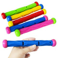 Colorful diving sticks pool toys for kids, underwater training and sinking game, 5-piece set for swimming fun and safety.