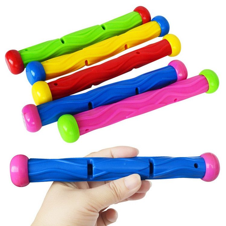 Colorful diving sticks pool toys for kids, underwater training and sinking game, 5-piece set for swimming fun and safety.