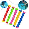 Colorful diving sticks pool toy set for kids, includes five sinking underwater training sticks for swimming fun and practice