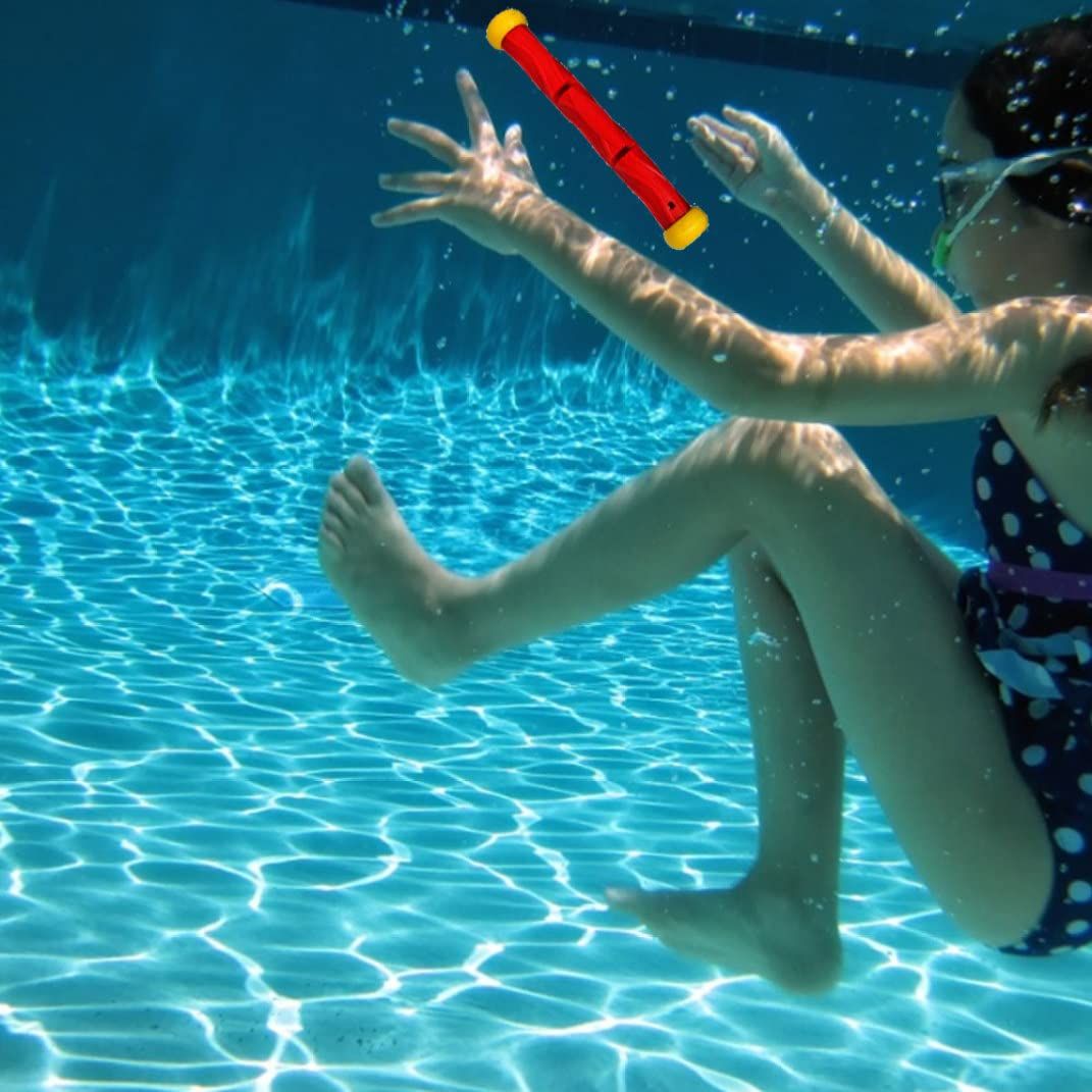 Colorful diving sticks pool toy set for kids, includes five sinking underwater training sticks for swimming and play.
