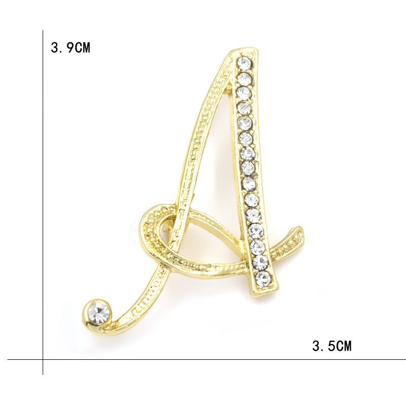 Rose and yellow gold plated script monogram letter scarf lapel pin brooch for teen women, featuring alphabet initials.