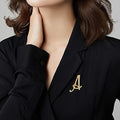 Rose gold and silver plated Script Monogram Letters alphabet initial scarf lapel pin for teen girls, featuring stylish script design.