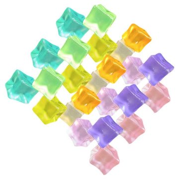 Colorful luminous acrylic ice cubes in square shape, perfect as playful photography props and decoration for kids' building toys.