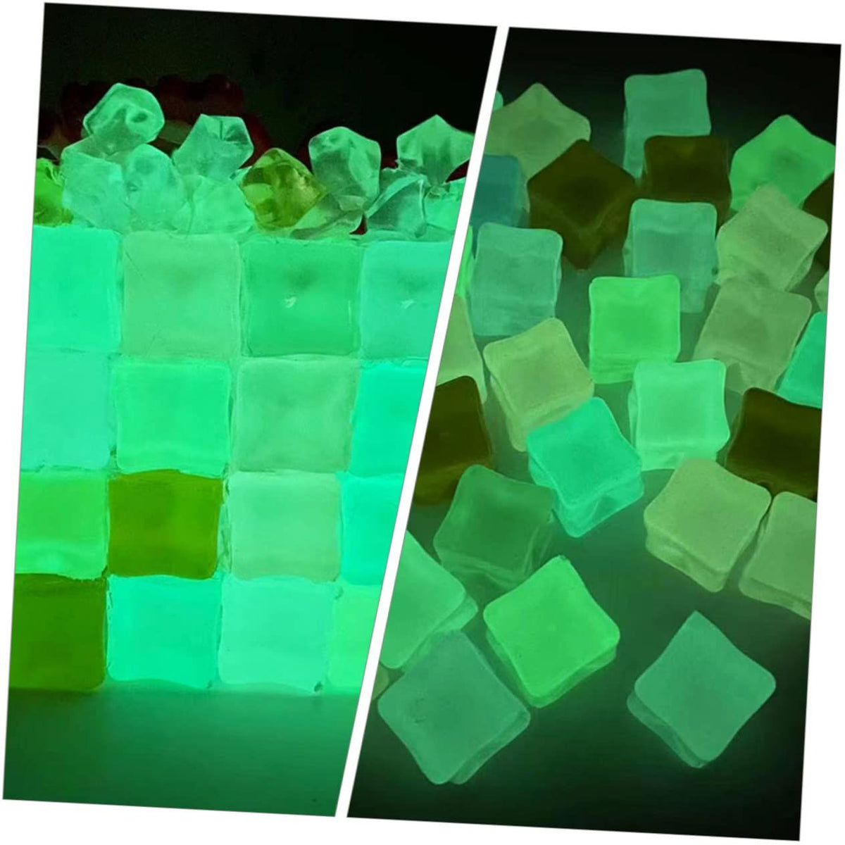 Colorful luminous acrylic ice cubes in a set of 30, square-shaped toy building props for kids and photography decorations.