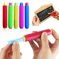 Set of five colorful plastic chalk holders for kids and teachers, adjustable and suitable for school, drawing, and classroom use.