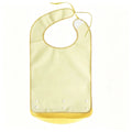 Silicone waterproof adult feeding bib with food catcher, reusable and easy to clean, designed for men and women during meals.