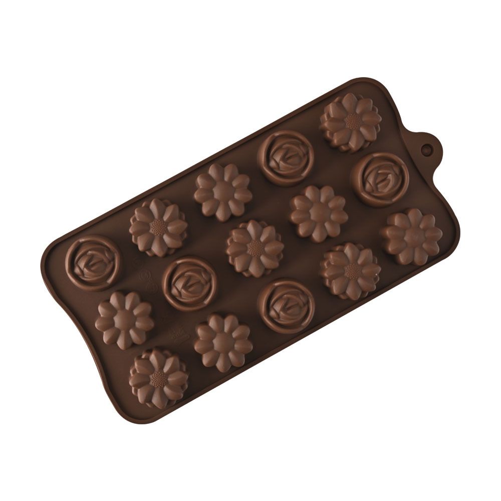 Silicone flower-shaped candy mold by Everything Baby, safe for freezer and oven, ideal for making pretend play treats for kids
