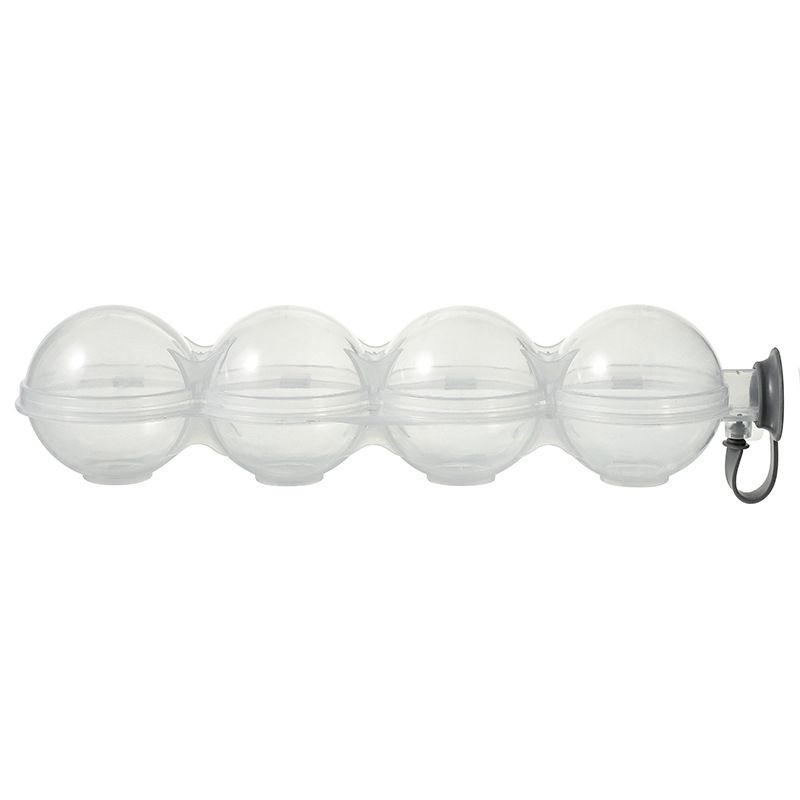Transparent plastic 4-cavity ice ball mold for DIY round ice cubes, ideal for bar and party use, from Everything Baby.